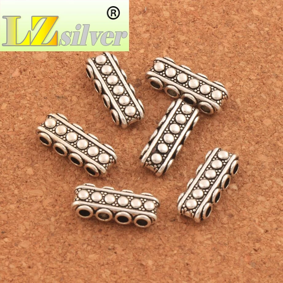 Металлические прямоугольные бусины-разделители GEM-inside в Балийском Стиле 4 пряди