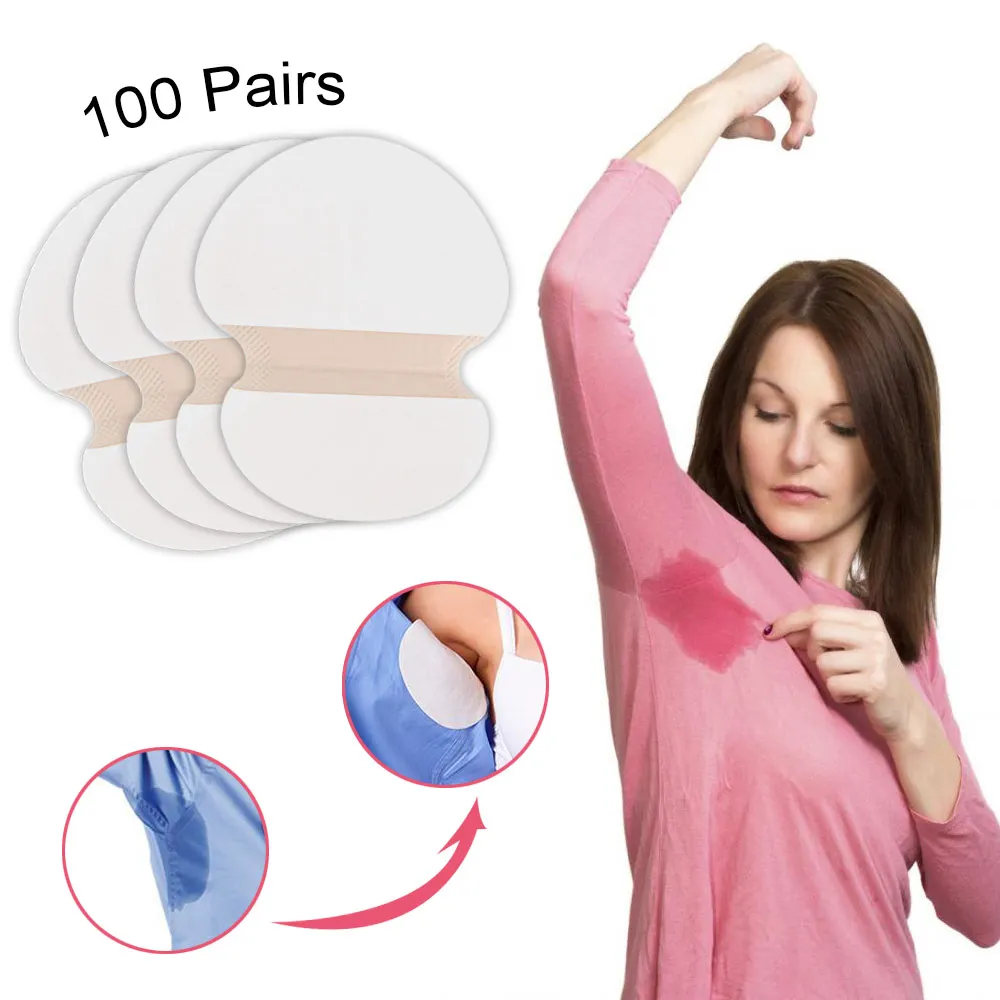 

2022new 100pairs 200pcs Disposable Absorbing Underarm Sweat Guard Pads Deodorant for Women Armpit Sheet Dress Clothing Shield