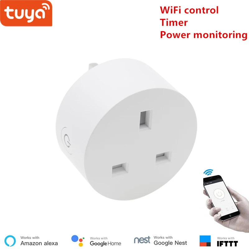 Смарт-пульт дистанционного управления Tuya EU WiFi розетка Беспроводная вилка совместима с Google home и голосовым управлением Alexa - Комплект: UK power monitoring
