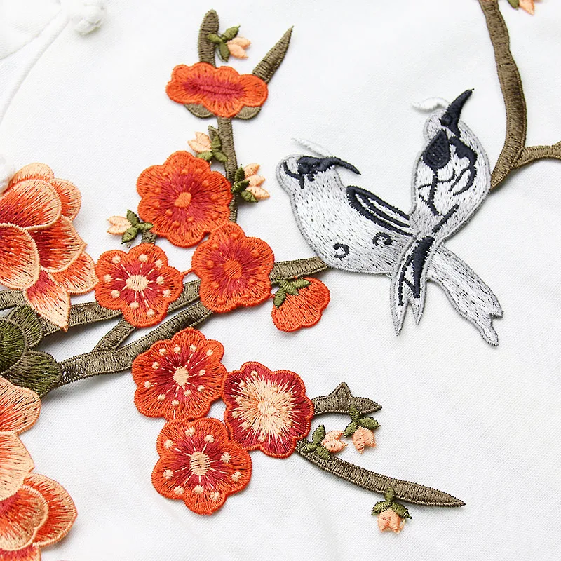 High Quality Embroidery Plum Blossom Patch Flower with Bird Patches DIY Clothing Sew On Sticker for Dancing Dress Cloth | Дом и сад
