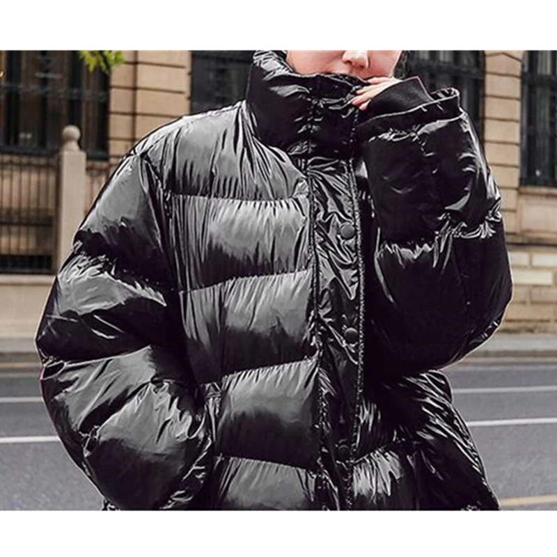 

Bright Face Cotton Women Coat Long Winter New Down Jacket Women Plus Size Thick Harajuku Bread Parka Warm Jacket Loose Overcoat