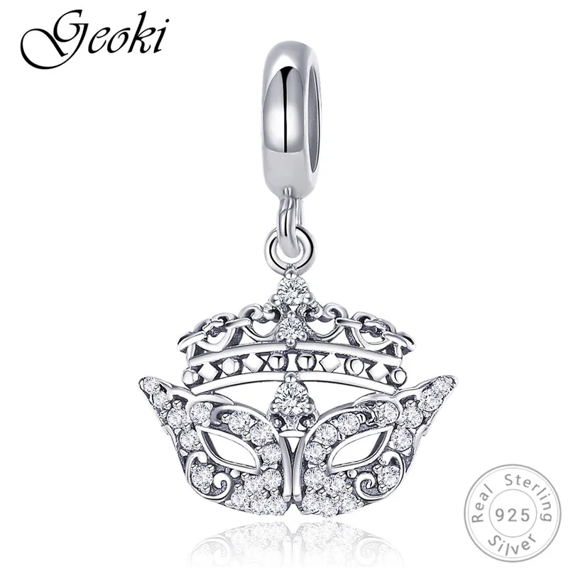 Geoki 925 пробы, серебряный, синий, земля, астронавт, самолет, талисманы, подходят к оригиналу Pandora, браслет, якорь, перо, Русалка, Бабочка, бусины - Цвет: GSCC702-1