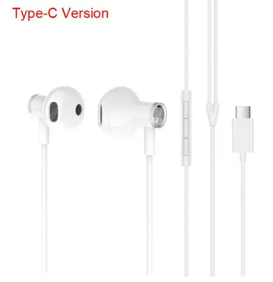 type-c white Xiao mi гибридные наушники постоянного тока type-C, разъем 3,5 мм, половинные наушники-вкладыши, USB, проводное управление MEMS mi crophone BRE02JY mi, наушники с двумя драйверами - Цвет: type-c white