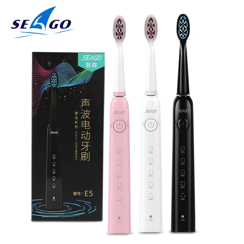 

SEAGO Sonic зубная щётка Автоматическая вращающаяся щетка E5/SG949 с 5 сменных головок для взрослых гигиена полости рта для черный Swift таймер запуска...