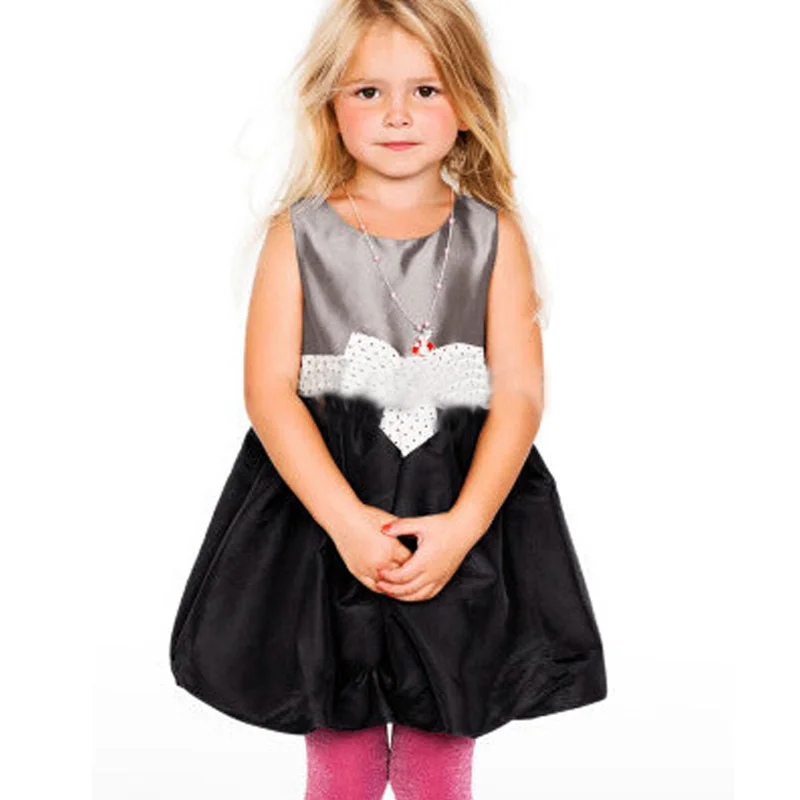 

SOSOCOER Toddler Girl Dresses Vintage Fashion Brand Girls Dress High Quality Sleeveless Bow Kids Dress Summer Style Baby Clothes