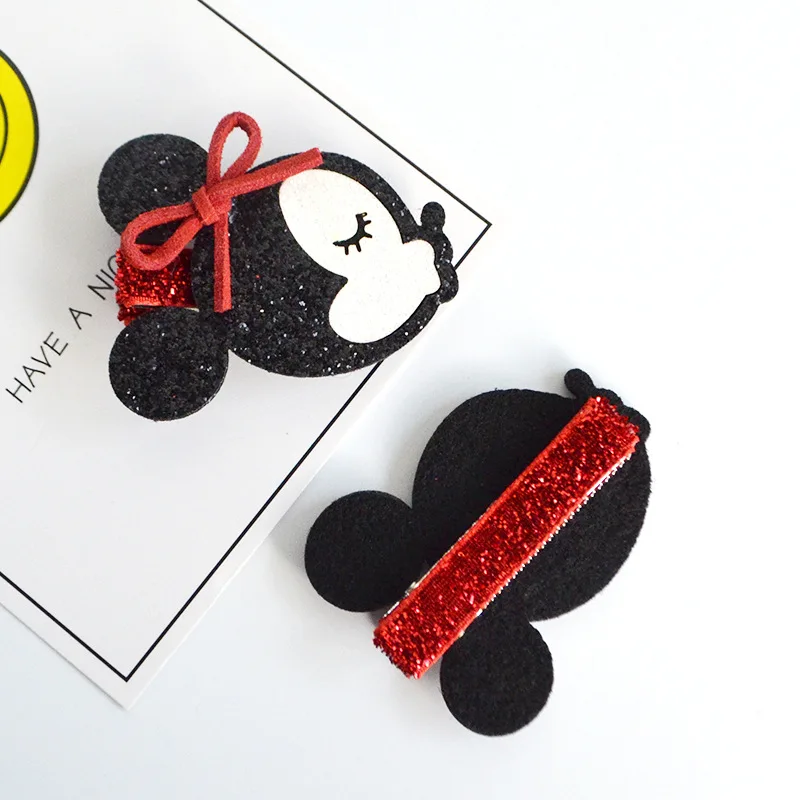 Cute Minnie Mouse Cartoon Handmade Hairpin For Bbay Girls Accessories 2018 Ear Bowknot Wings Stars Hair Clips Headwear | Детская одежда