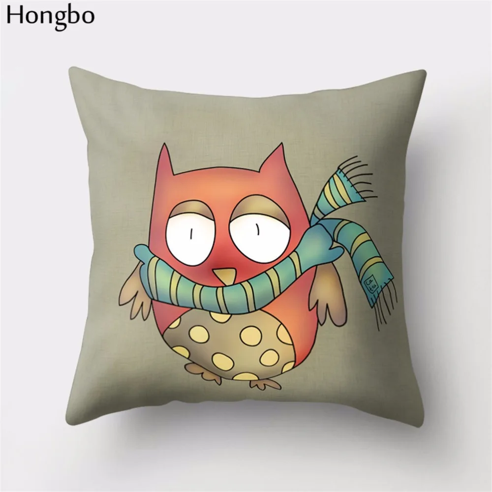 Hongbo 1 шт. мультяшная наволочка с совами, полиэстер, подарок на день Святого Валентина, кресло, талия, квадратная наволочка, чехол