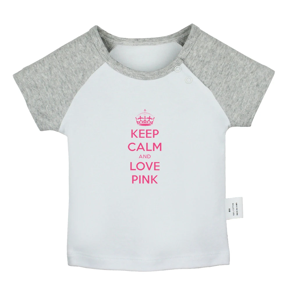 Футболка для новорожденных с коротким рукавом принтом Keep Calm And Love Me sleep| |