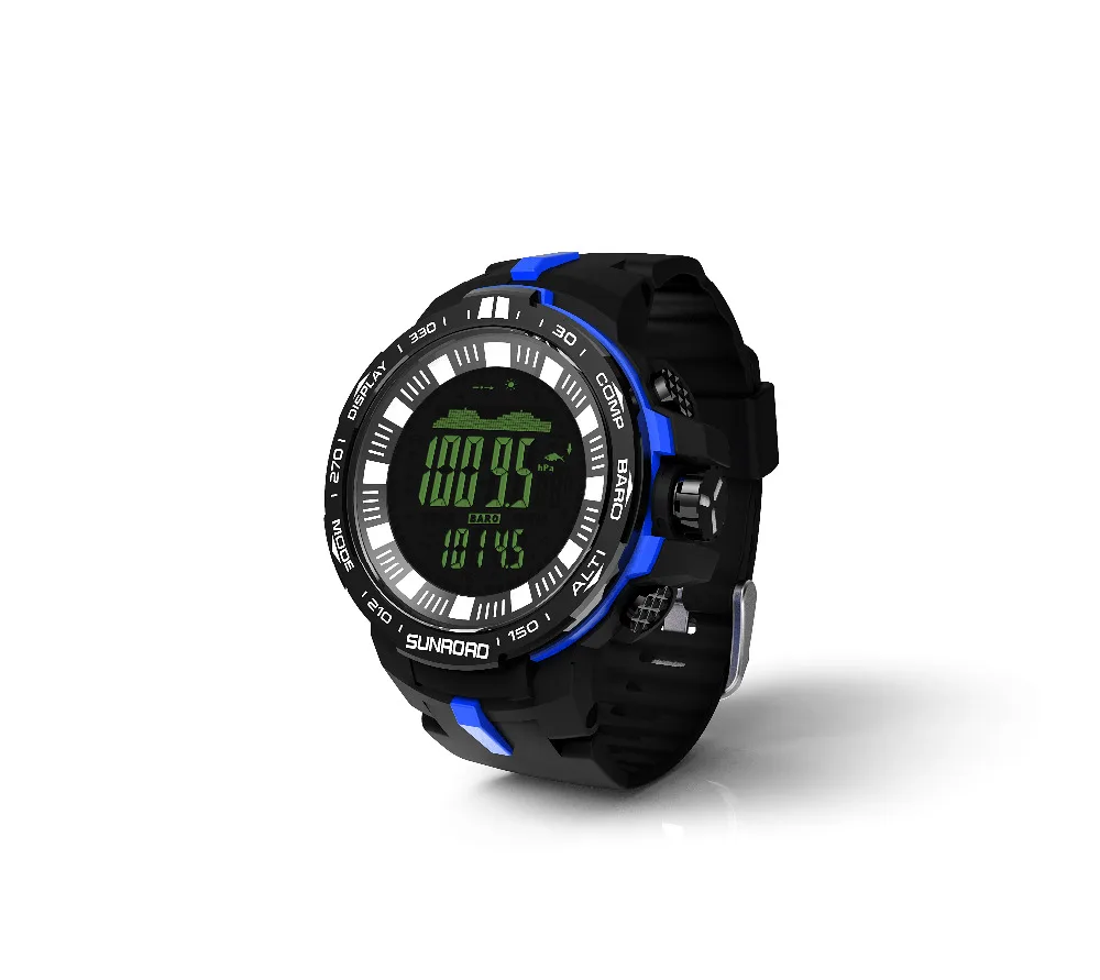 SUNROAD Мужские Цифровые спортивные часы FR861B-Barometer часы компас высотомер температура плавательный туристические часы(синий