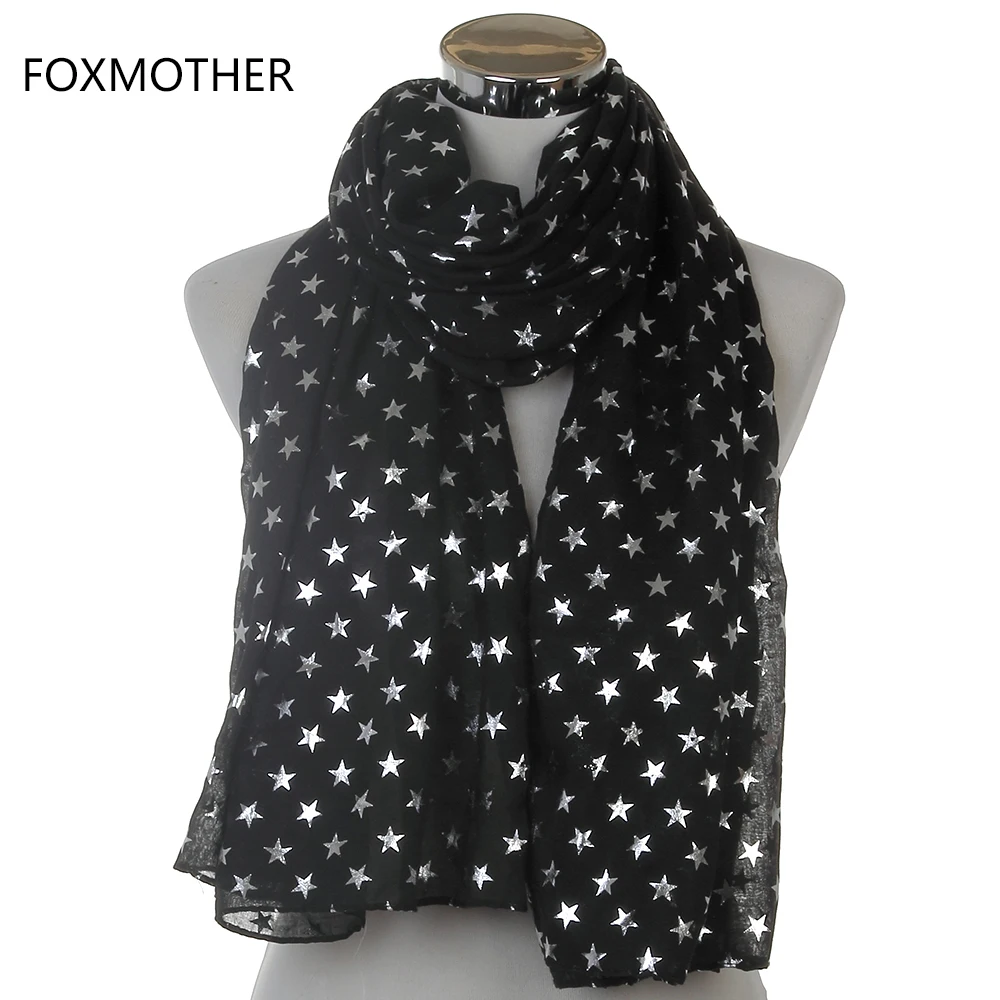Новый модный дизайнерский женский хиджаб FOXMOTHER серебристый черный синий серый со