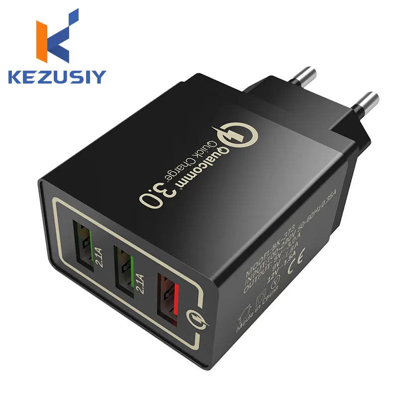 black KEZUSIY 18 Вт USB быстрая зарядка 3,0 5 в 3 а для Iphone 7 8 Быстрая зарядка для Samsug s8 s9 huawei EU US вилка телефона для xiaomi - Тип штекера: black