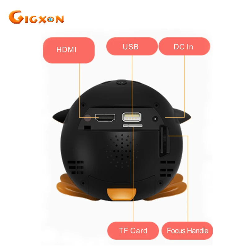 Gigxon Q1 милый пингвин проектор Micro DLP 40 люмен Поддержка full HD 1080P TF/USB/HDMI/AV для домашнего использования 15 Вт