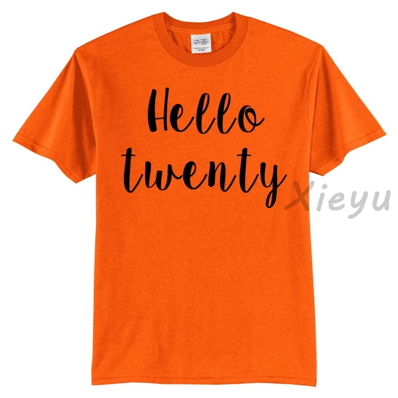 Футболка с надписью Hello twenty хлопковая модная хипстерская футболка унисекс много