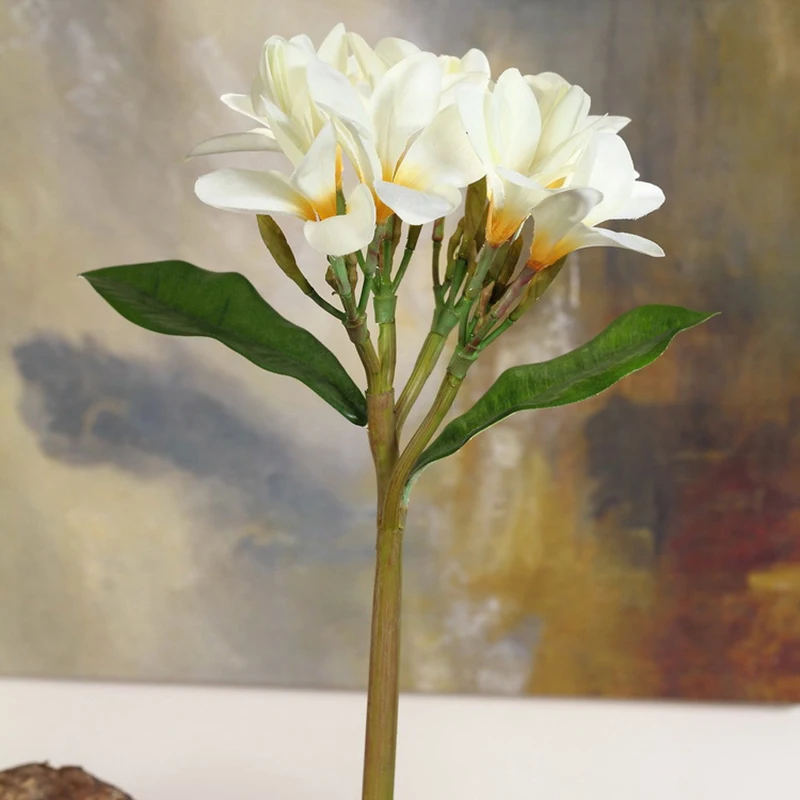 6 шт. белый французский 37 см длина Плюмерия кумината букет искусственных цветов