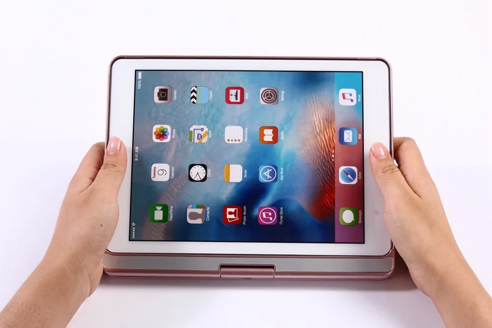 Для iPad Pro 9,7 360 градусов вращение беспроводной Bluetooth клавиатура чехол с 7 цветов светодиодный подсветка