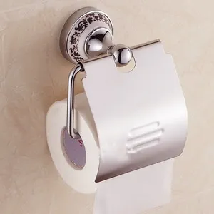 paper holder Роскошный держатель для полотенец, настенный набор аксессуаров для ванной комнаты, керамический набор из нержавеющей стали для ванной, хромированный держатель для туалетной щетки - Цвет: paper holder