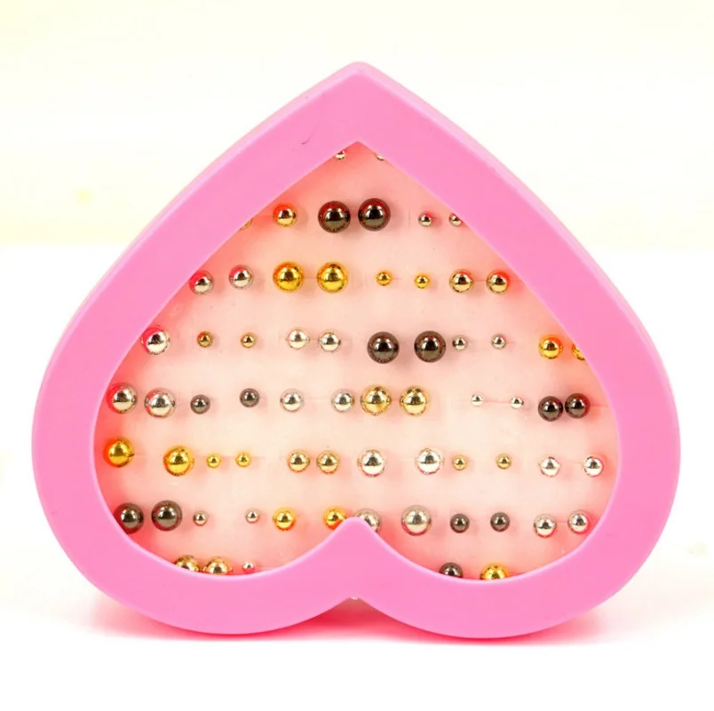 Fashion 36 pair/set Women Gold/Silver/Gun Black Round Ball Stud Earrings for Piercing Simulated Pearl Flower | Украшения и