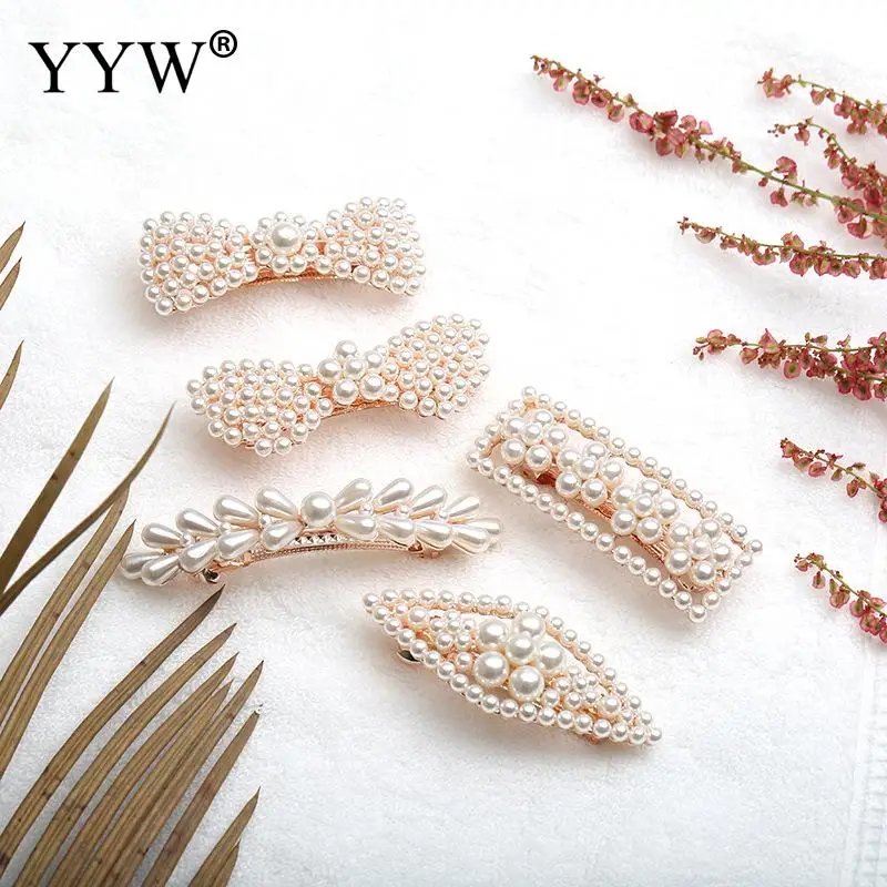 Multiple Kinds Women European Style Imitation Pearl Shell Hair Snap Clips Female Exquisite Modern Jewelry Accessories Mujer | Украшения и