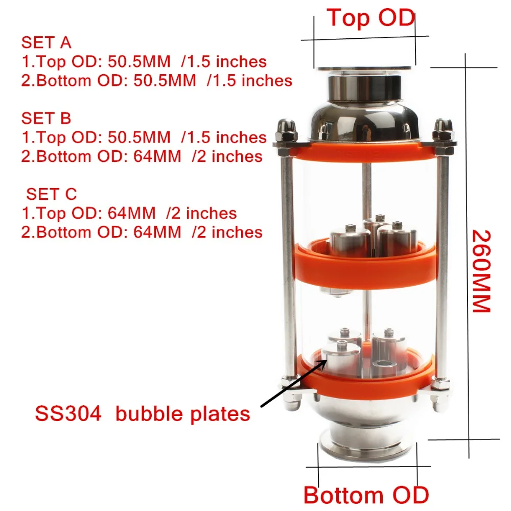 Пузырчатая пластина из нержавеющей стали 304 дистилляционная колонна с 2 секциями