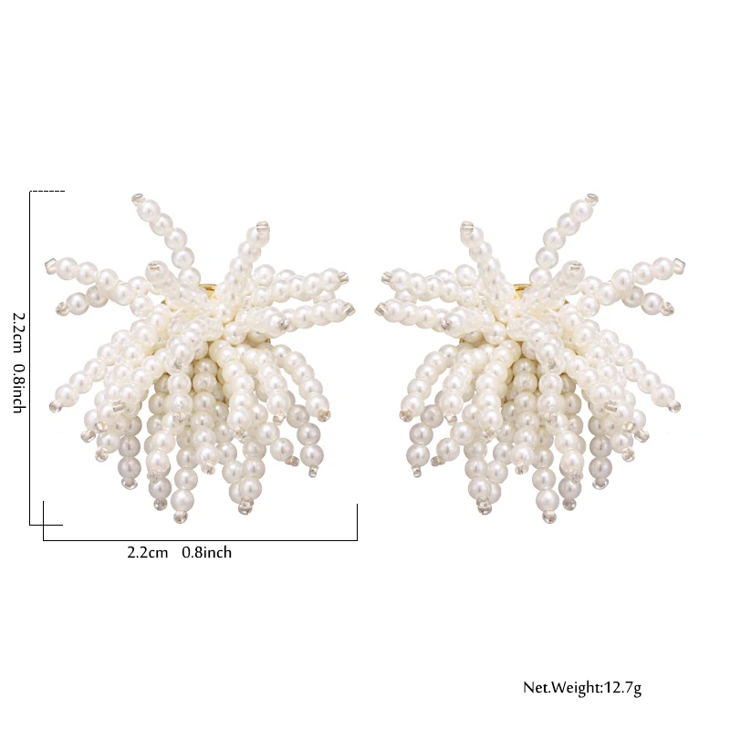 YMYW Korean Romantic Imitation Pearl Luxury Handmade Tassel Charm Personalize Flowers Stud Earrings Oorbellen 2019 for Women | Украшения и