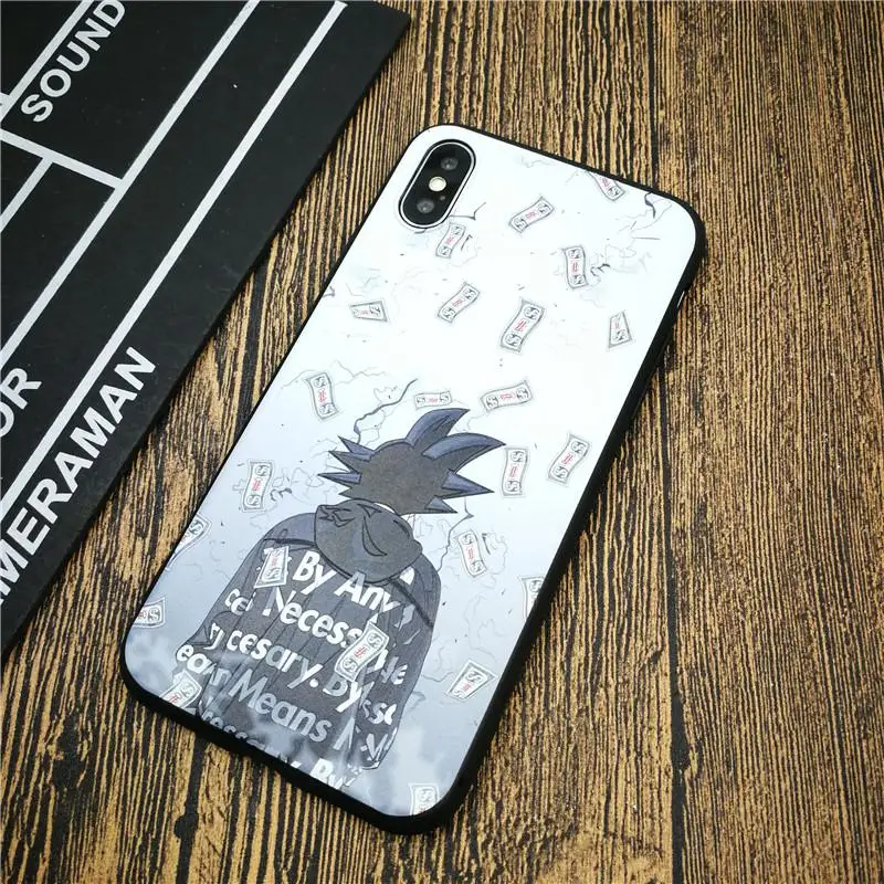 Мягкий чехол для телефона с мультяшным камуфляжным принтом Dragon Ball Naruto Goku для iphone X XS MAX XR 8 7 6 6S plus рельефный силиконовый чехол s coque funda - Цвет: Beige