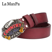 fashion men belt love country music violin metal buckle letter musician style country music performance decoration belt women