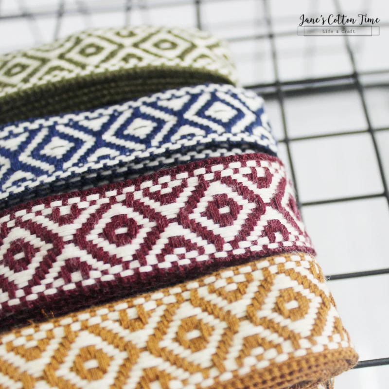 

6yards/lot cotton jacquar webbing 2.5cm wide ethnic ribbon embroidery style trim accessory for bag/garment/homedeco 2style