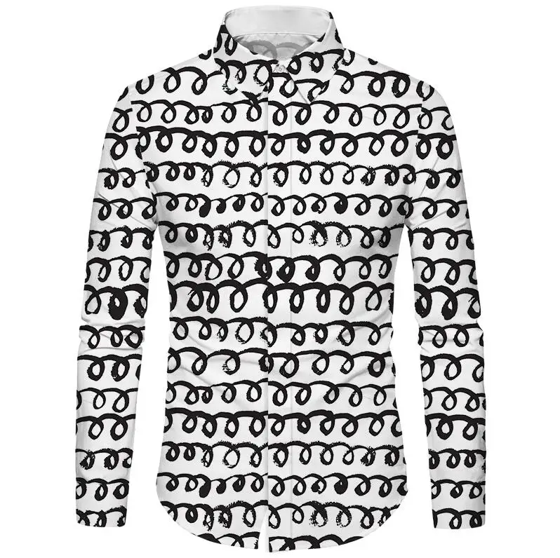 14 Cloudstyle, брендовая одежда, новинка, мужская рубашка, повседневная, облегающая, 3d, обычная, черная, белая, шелковая, с принтом, Освежающая, Camisas, Мужская - Цвет: 14