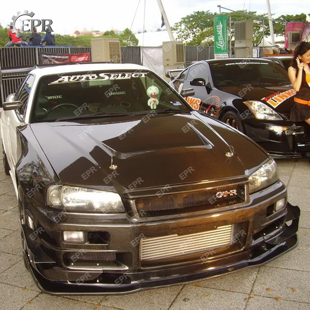 Для Nissan Skyline R34 GTR углеродное волокно авто выбор передняя часть губ комплект