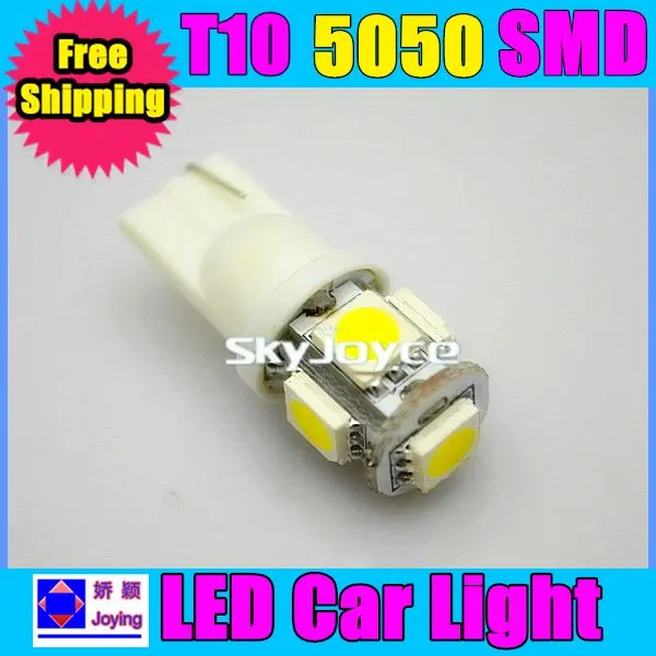 Новинка 2016 100 шт. в партии светодиодная автомобильная лампа 5050 SMD белого цвета T10