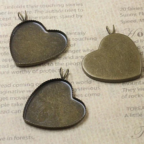 Multi-color Heart Pendant Setting Blank Resin Cabochons Bases Tray Bezel with Bail 25mm for DIY Jewelry Making Findings | Украшения и