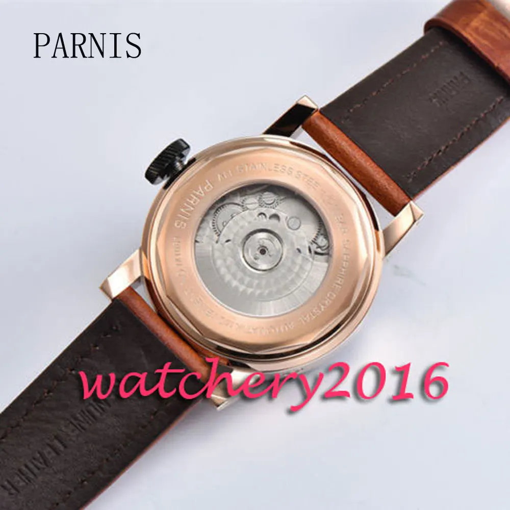 Военные 44 мм парниш кофе циферблат светящиеся стрелки Дата роза золотой чехол ST