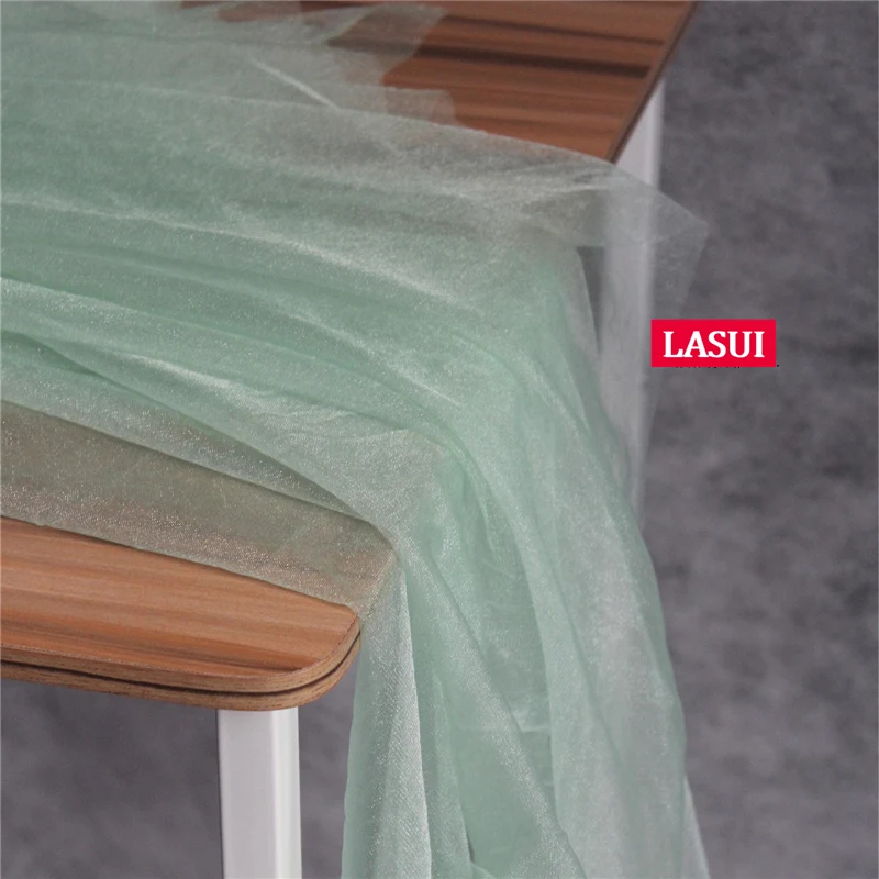 LASUI 3m/1lot width1.65m flash pearlescen transparent Wedding gauze dress fabric Micro elasticity Encrypted soft mesh lace F0022 | Дом и сад