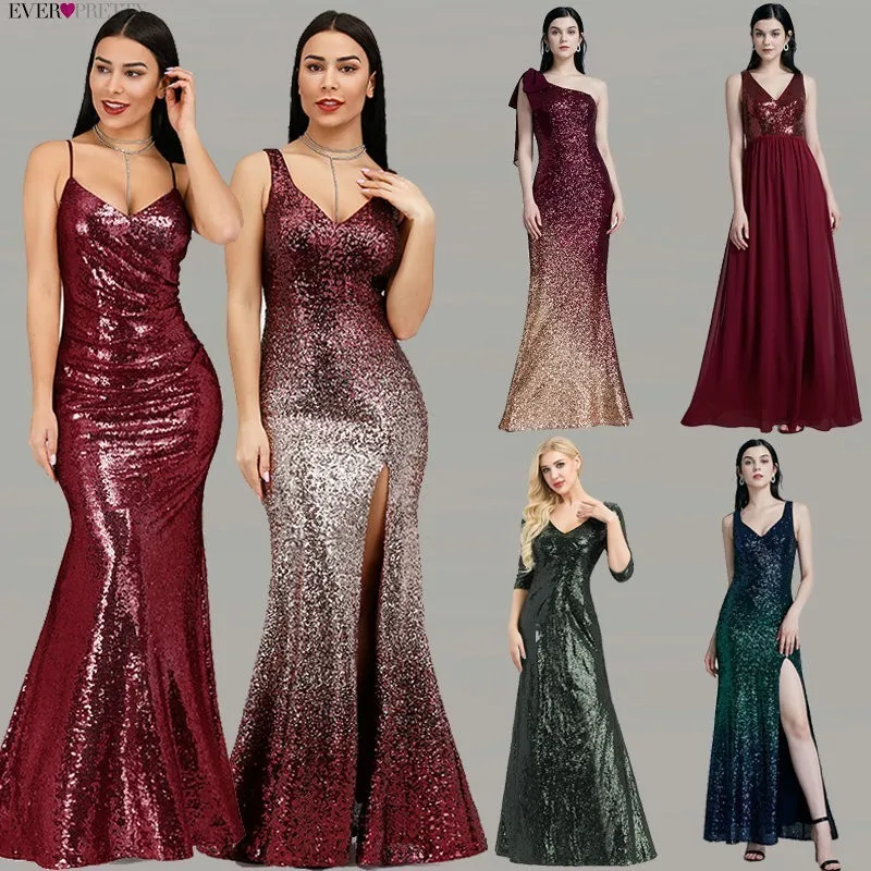 Robe De Soiree Longue Ever Pretty Cheap Little Mermaid бордовые Красные сексуальные вечерние платья с