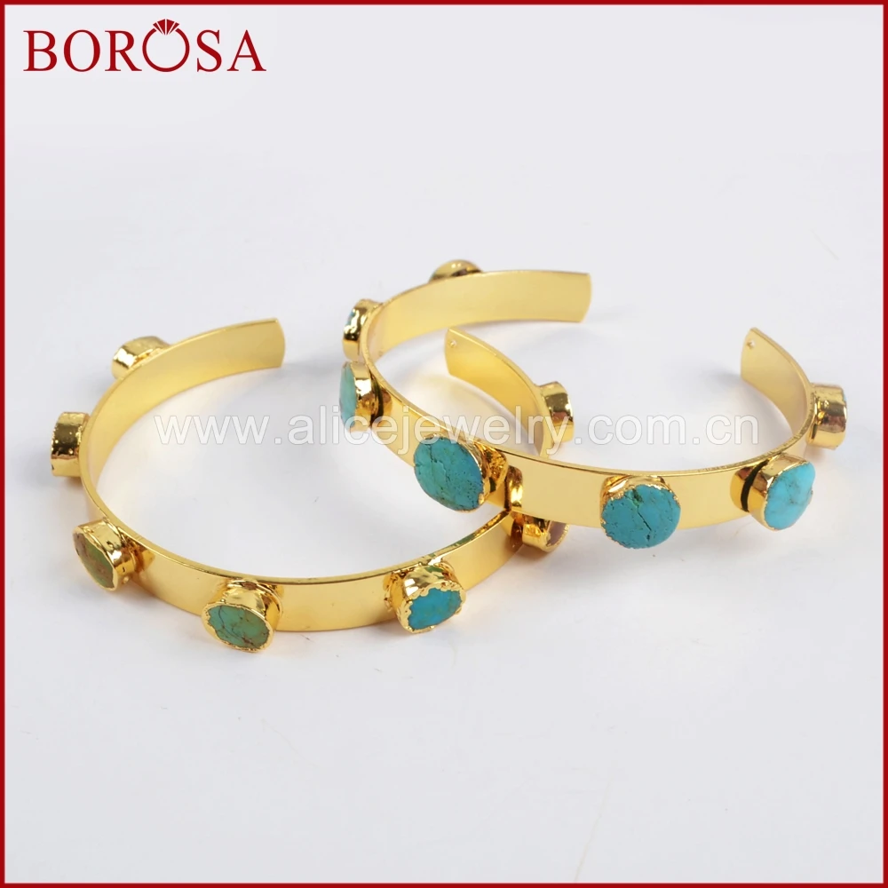 BOROSA 1 шт. Новая коллекция золотого цвета семь натуральных синих камней бирюзовый