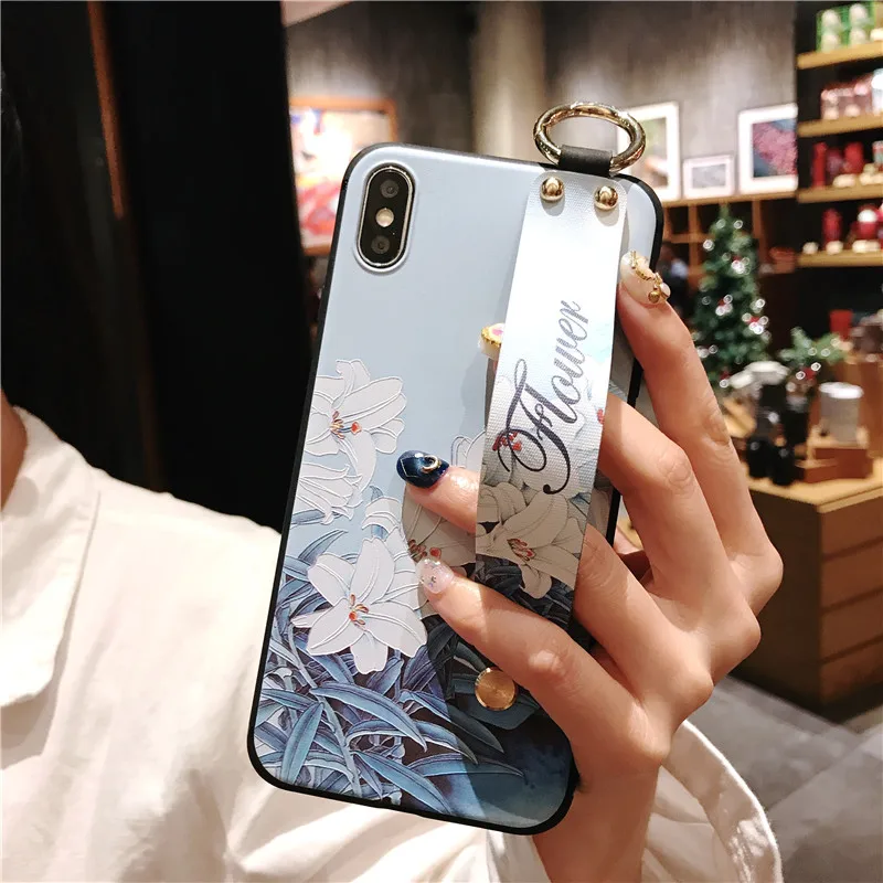 Чехол для телефона с ремешком на запястье iphone 7 8 6 6s plus чехол X Xs max XR мягкий из ТПУ