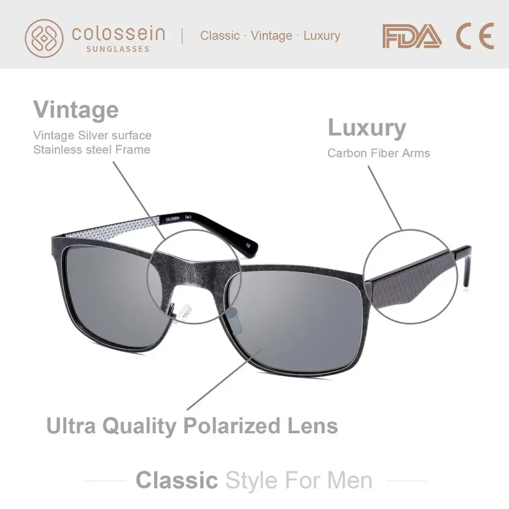 Колизей солнцезащитные очки для мужчин винтаж классический коричневый вождения