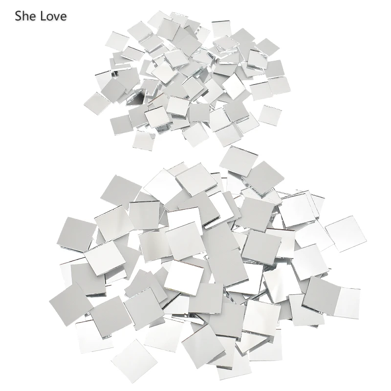 She Love 100 шт./лот 10x10/15x15 мм Мини квадратная стеклянная зеркальная мозаичная плитка для Diy домашнего декора