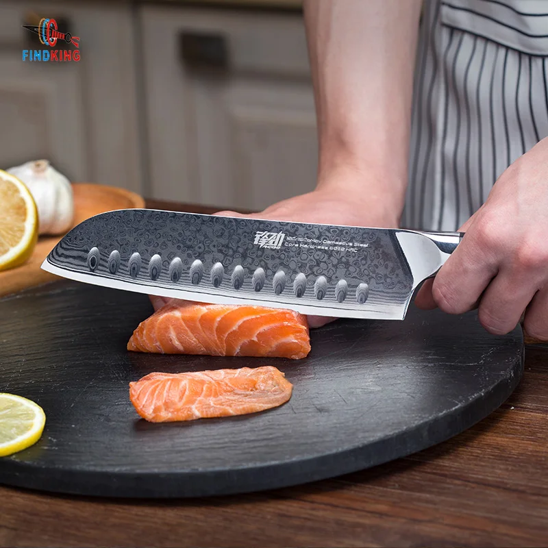 FINDKING G10 ручкой нож Дамаск 7 дюймовый японский santoku 67 слоев дамасской стали