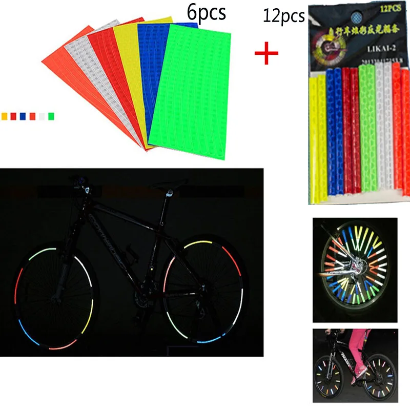 6 шт. колеса для велосипедных шин флуоресцентные светоотражающие наклейки + 12