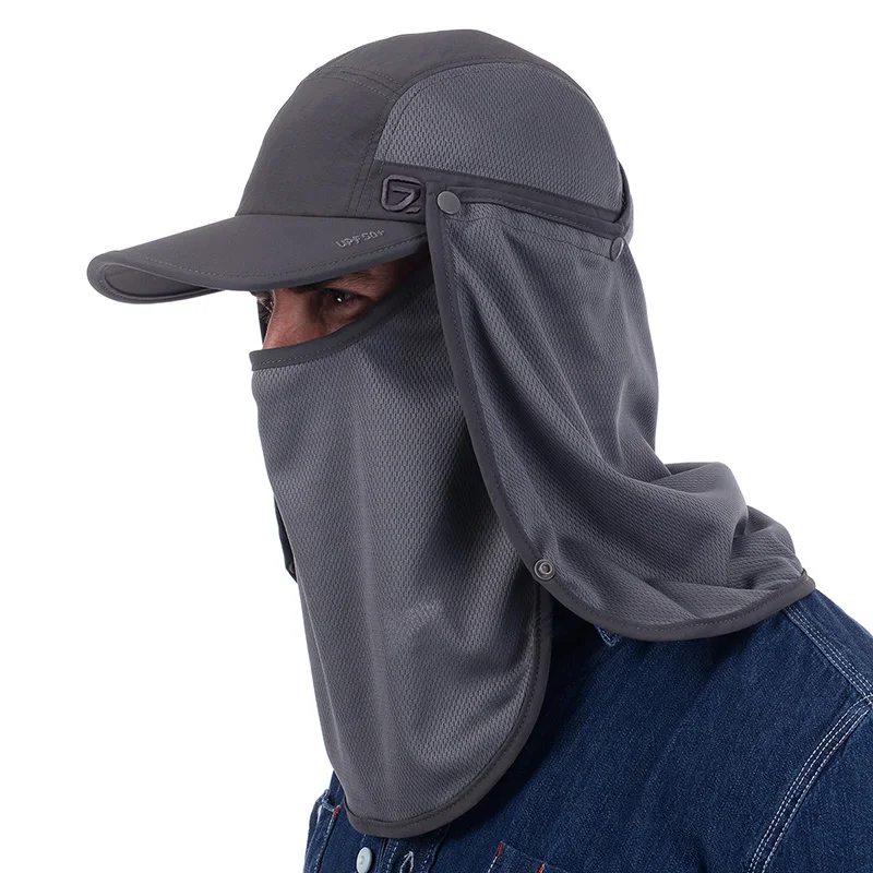 Dark gray Безграничная Вояж UPF 50+ УФ Защита лица и шеи кепки Кемпинг Пешие Прогулки рыбалка быстросохнущая шляпа для мужчин и женщин - Цвет: Dark gray