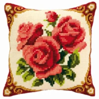 TH flowers 02 DIY Набор для рукоделия Подушка с вышивкой из акриловой пряжи Гобелен Холст Подушка спереди вышивка крестом наволочка - Цвет: Шоколад