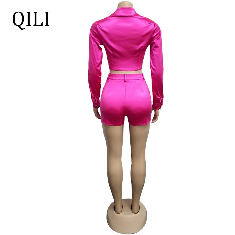 QILI/Модный женский комплект из двух предметов неонового зеленого розового и