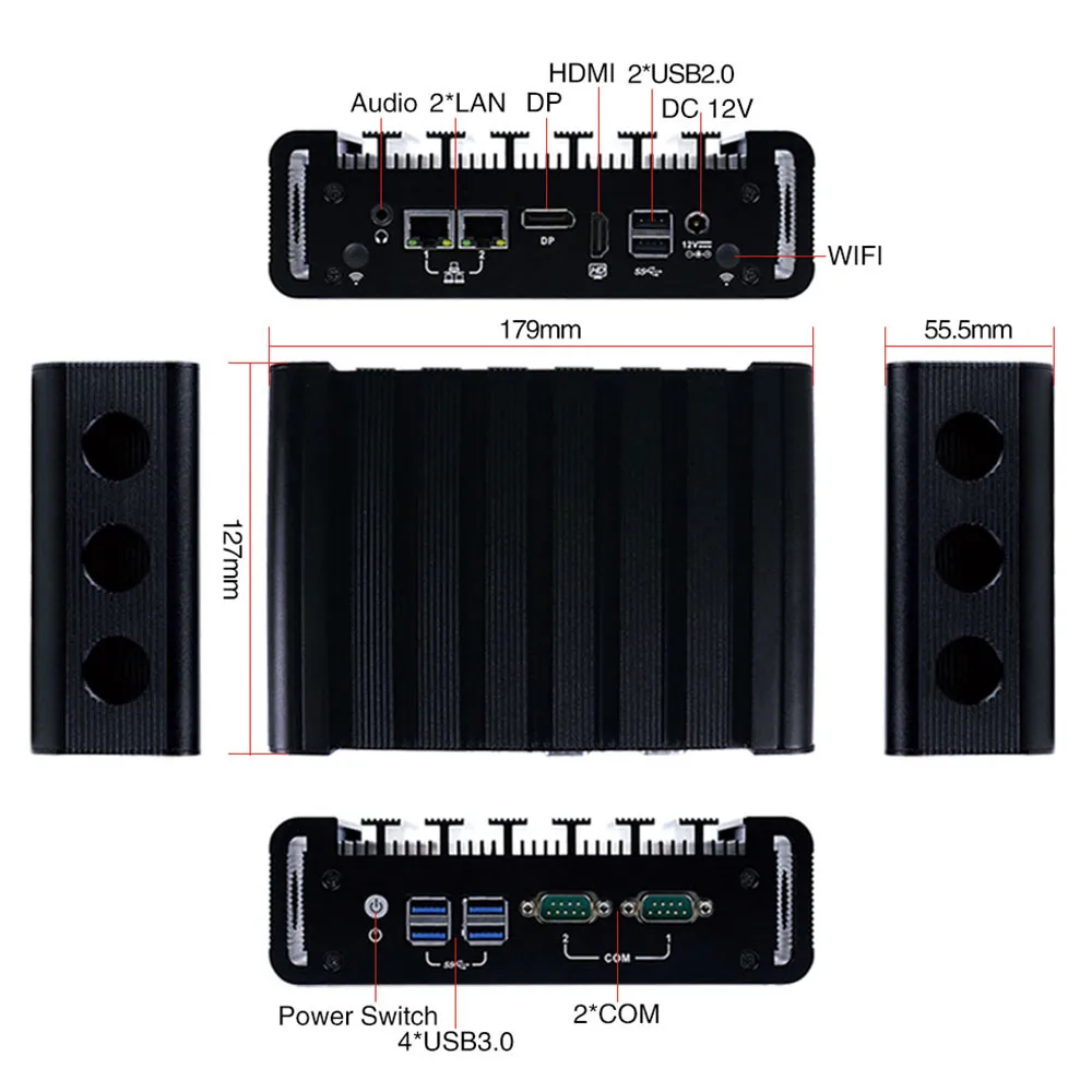 Minisys безвентиляторный промышленный компьютер Linux Intel Core i7 7500u 4 k Mini PC двухканальный