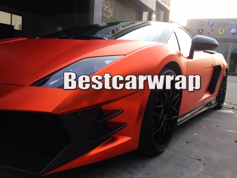 Оранжевая атласная хромированная автомобильная пленка PROT WRAP S виниловая с