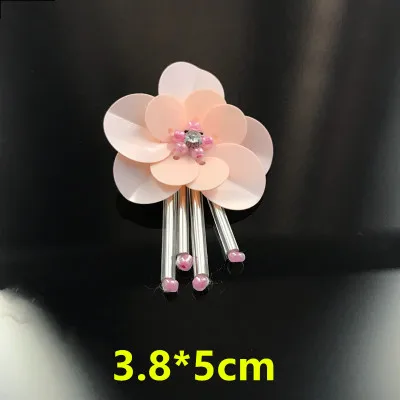 light pink 10 шт ручной работы блесток цветок аппликация 3D пайетками бисером нашивки для DIY Одежда Обувь шляпа аксессуары - Цвет: light pink