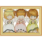 Joy Sunday Three Little Angels 2 китайские наборы крестиков Экологичные хлопковые прозрачные печатные 11CT DIY украшения для дома