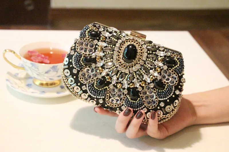 Высококачественная Тяжелая вечерняя сумка с цепочкой и бисером ручной