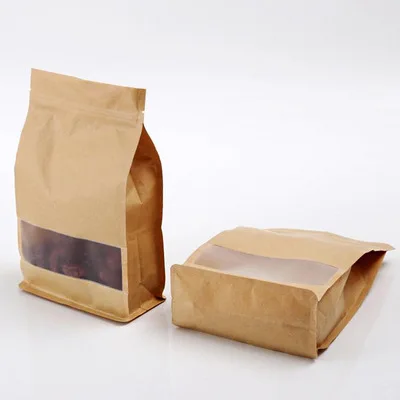 

Eco friendly reusable Boutique Zip Lock Gift bag Waterproof Kraft paper bags 50pcs packaging
