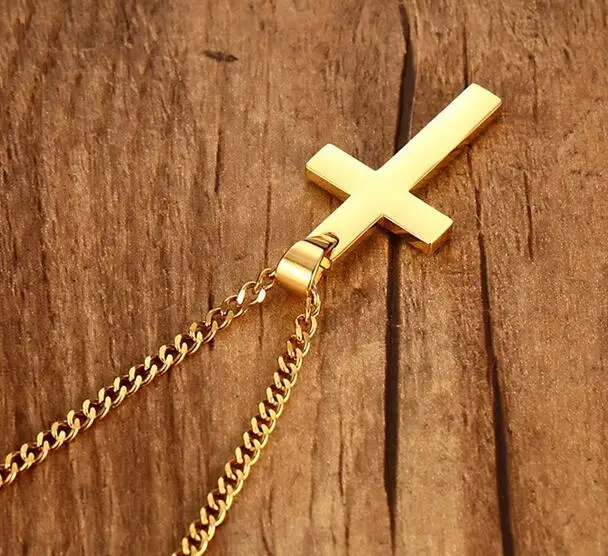 Цепочка с подвеской-крестом для мужчин и женщин золотистая/черная цепочка из